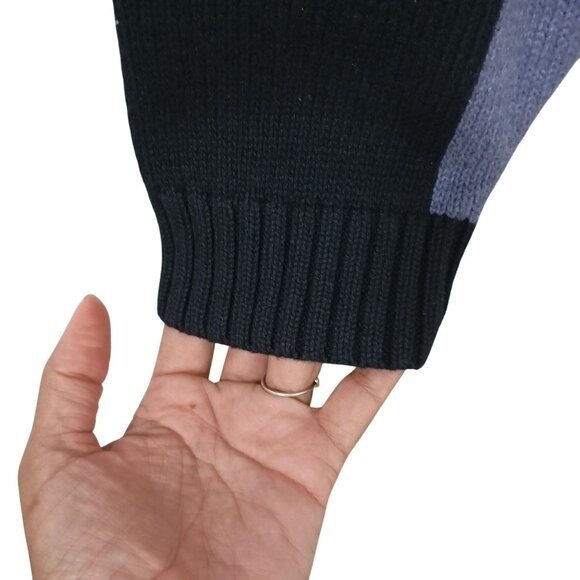Perry Ellis Sweater Womens 100% Cotton Colorblock Gray, Black and Purple Size L - Picture 4 of 7